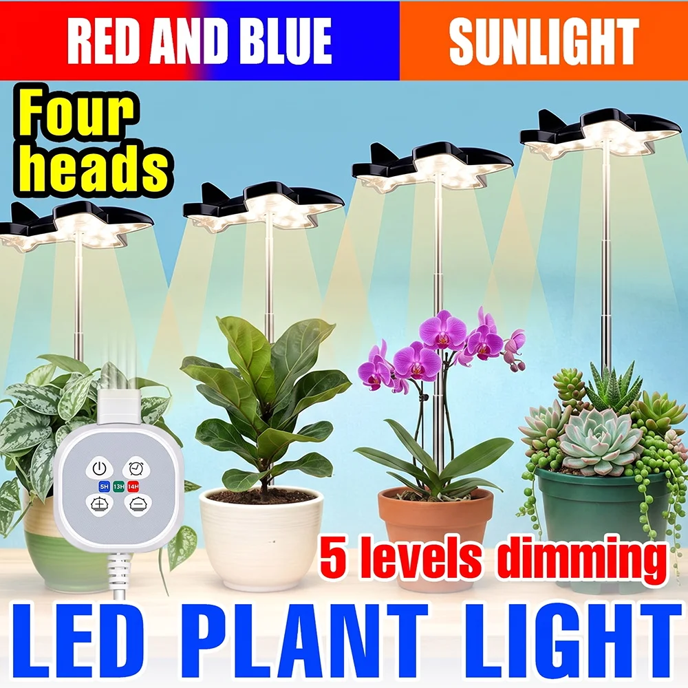 Full Spectrum LED Grow Light Indoor Plant Fill Lamp 5V Dimmable 4/8/12Hour Timing Vegs Seeds Cactus Potted Cultivation Lighing