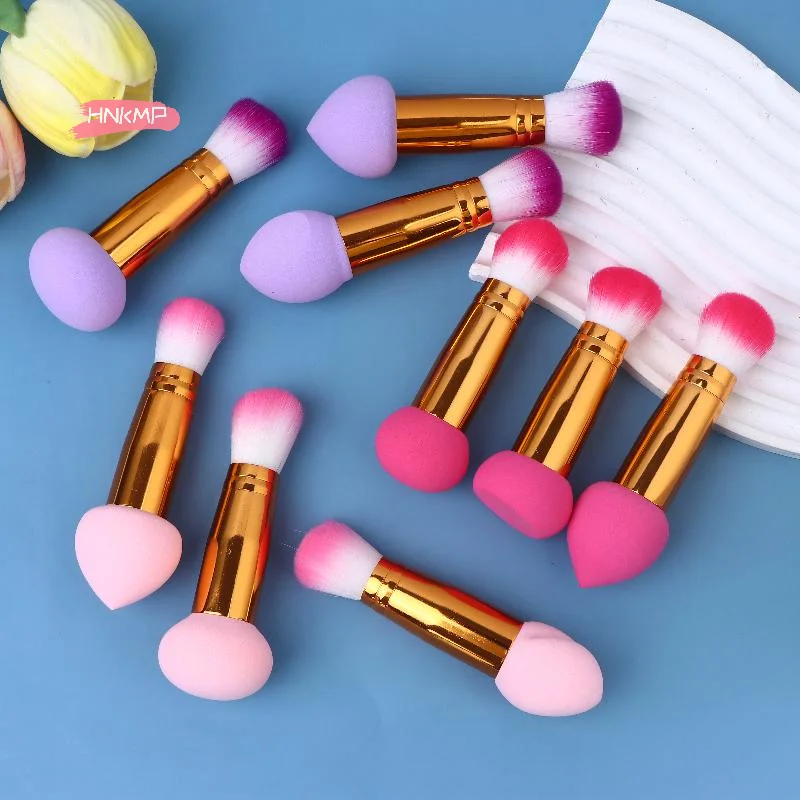 3 قطعة 2 في 1 مزدوج الرأس فرش ماكياج صغيرة محمولة رقيق أحمر الخدود الإسفنج رئيس السيدات الجمال أداة #3