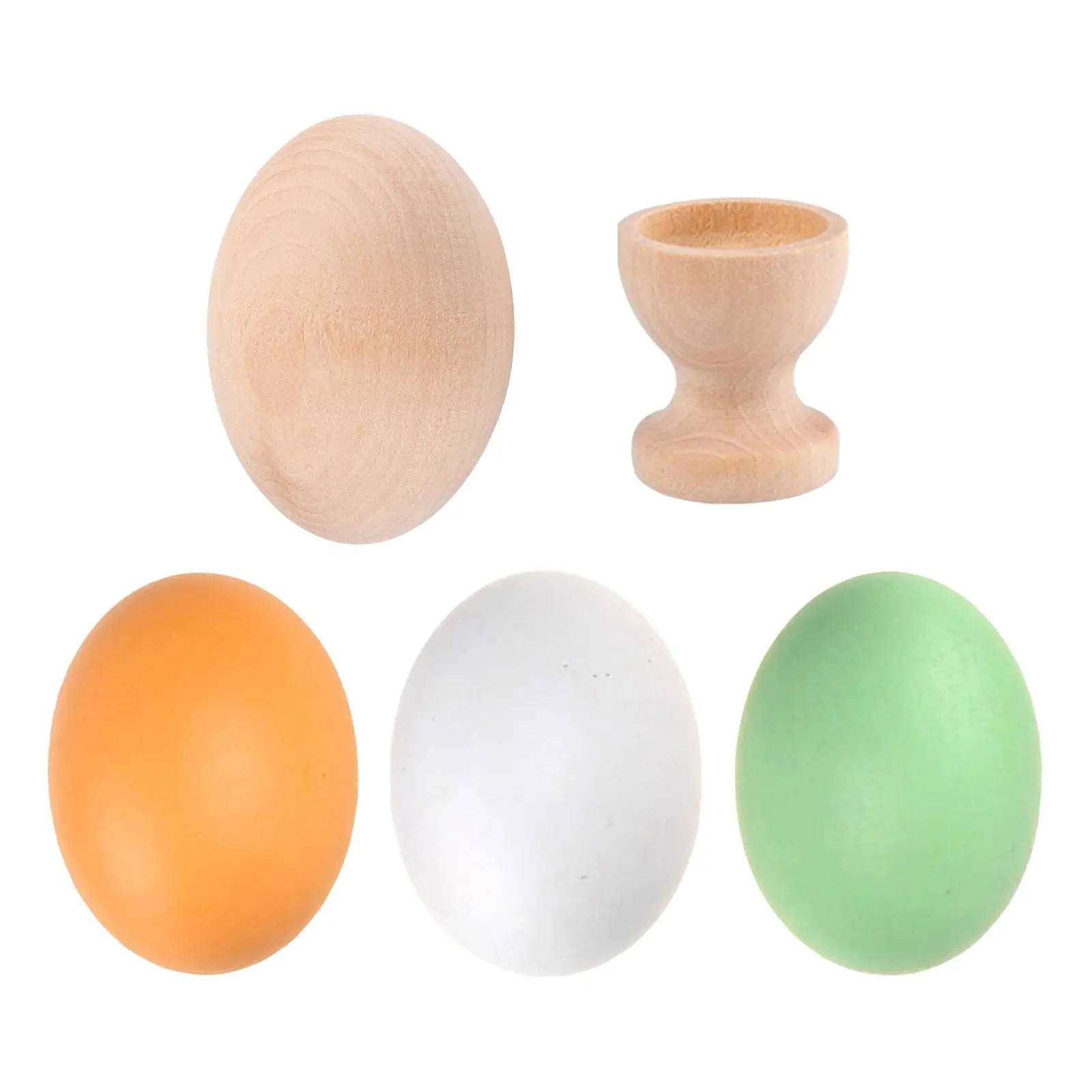 Wooden Easter Egg Party Supplies Kids Pretend Toy Photo Props Easter Decoration Wood Egg Model Smooth Dyeing Simulation Fake Egg