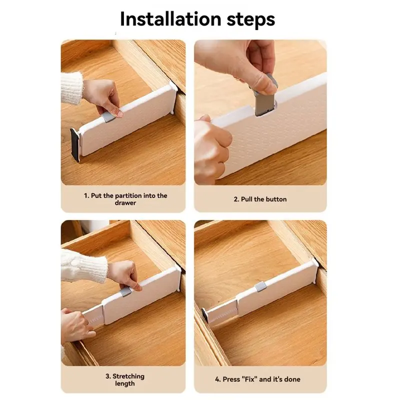 2025 Hot Style Extendable Drawer Dividers(6 Pcs), Freely Combinable Partitions For Bookshelves, Wardrobes& Kitchens