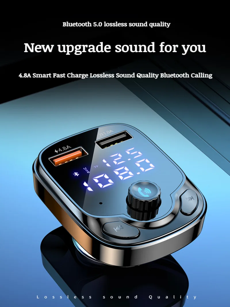 Car Multifunction Player FM Receiver Fast Charger Rechargeable Car Mp3 Player Bluetooth Car Charger