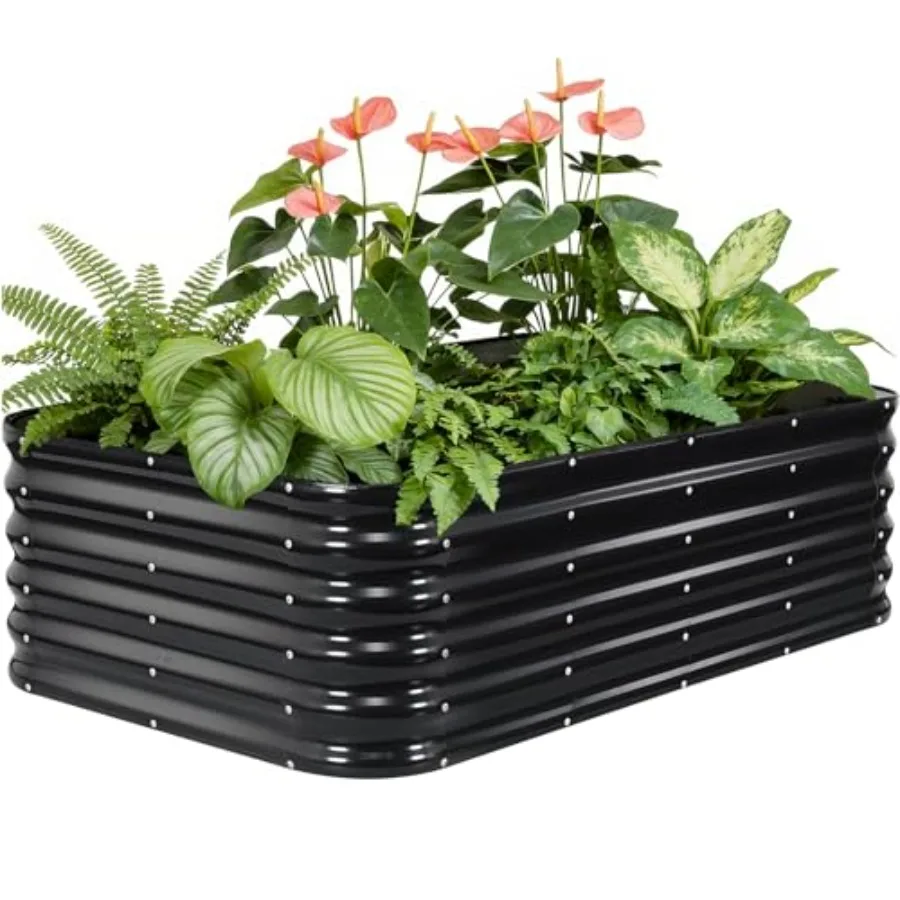 

Оцинкованная металлическая грядка для сада 5×3×1.4 фута, большой модульный комплект для выращивания растений 4-в-1