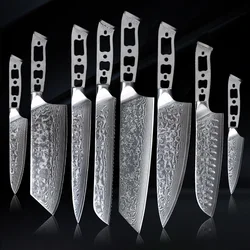 TURWHO DIY Kitchen Knives Blank Blade 67 Layer Damascus Steel VG10 Japanese Chef Santoku Kiritsuke Slicing Utility Knife Parts