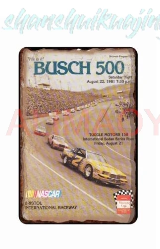 Busch  500 Stock Car Race All Metal Tin Sign  8x12 Vintge Distress art sign