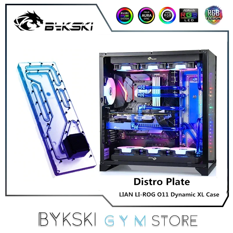 Bykski Distro Plate Kit For LIAN LI-ROG O11 Dynamic XL Case,2X360 Radiator MOD Water Cooling Solution,12V/5V RGV-LAN-O11XL-P