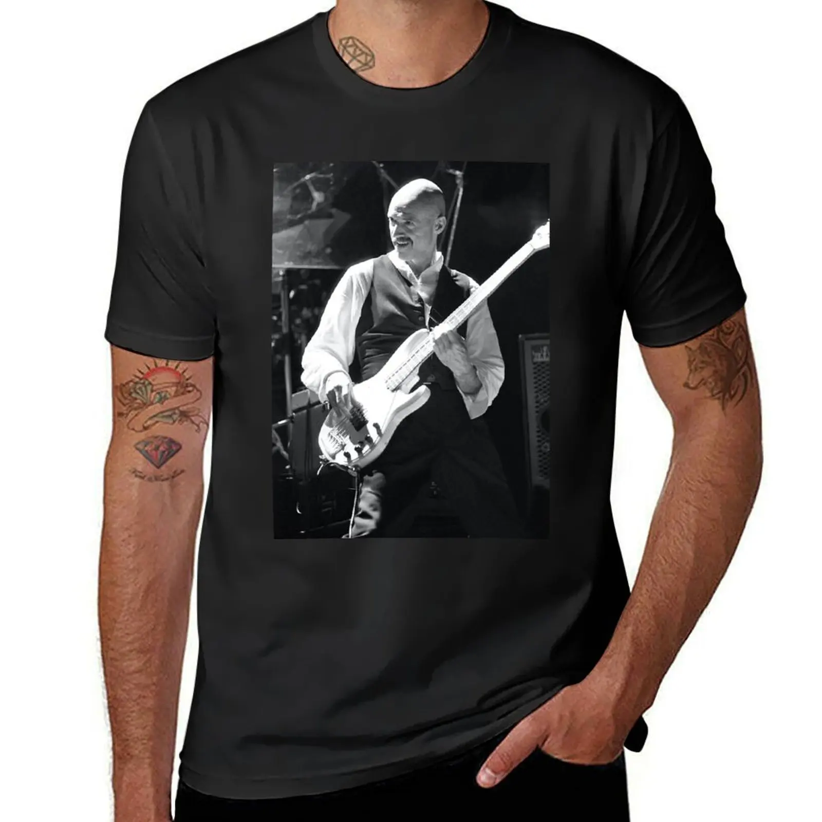 

Tony Levin - BW Photograph T-Shirt vintage clothes plain summer clothes plus size tops mens graphic t-shirts funny