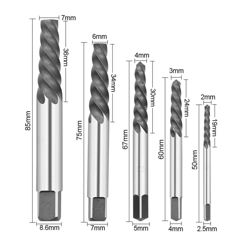 10Pcs Screw Extractor Left Hand Drill Bit Slip Tooth Remover Broken Bolt Damaged Screw Fitting Extractor Hand Power Repair Set