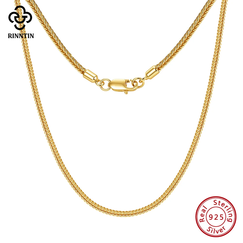 Rinntin 925 Sterling Silver Italian Handmade 1.3/1.8mm Foxtail Chain Necklace for Women Fashion Basic Neck Chain Jewelry SC93