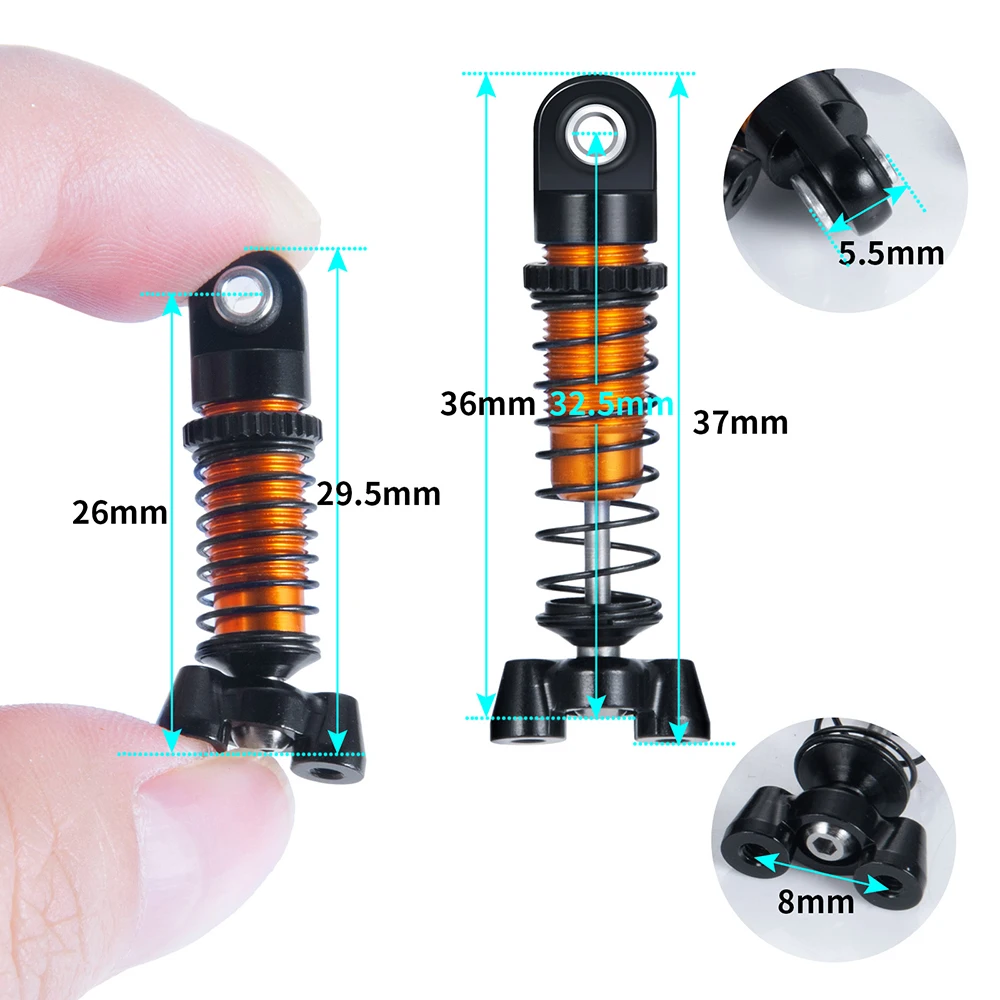YEAHRUN 4Pcs Metal Alloy Shock Absorber Damper for Kyosho Jimny 1/18 MINI-Z 4x4 32521 Runner Hilux 1/24 RC Car Upgrade Parts