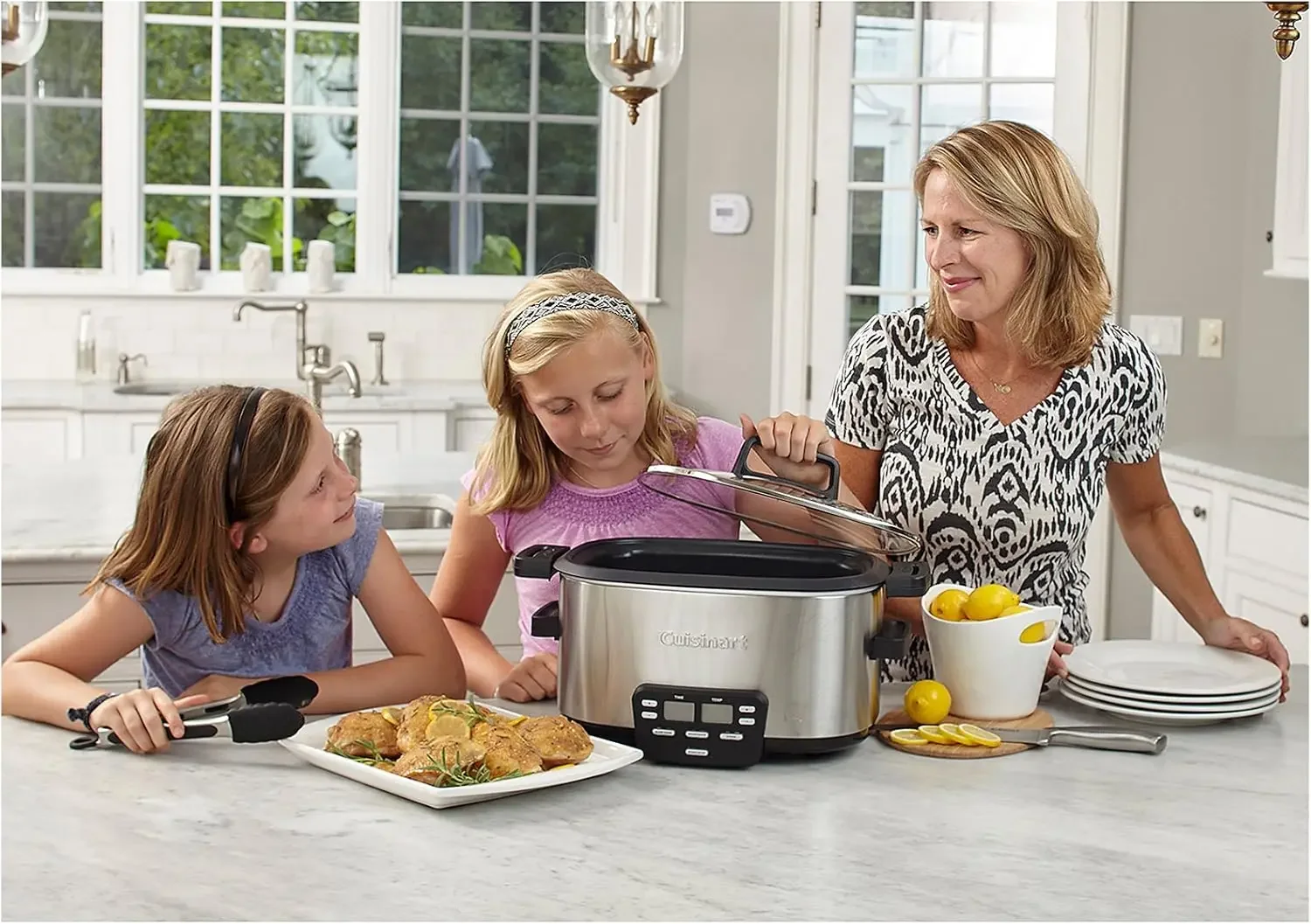 3-In-1 Cook Central 6-Quart Multi-Cooker: Slow Cooker, Coklat/Taute, Steamer, Perak