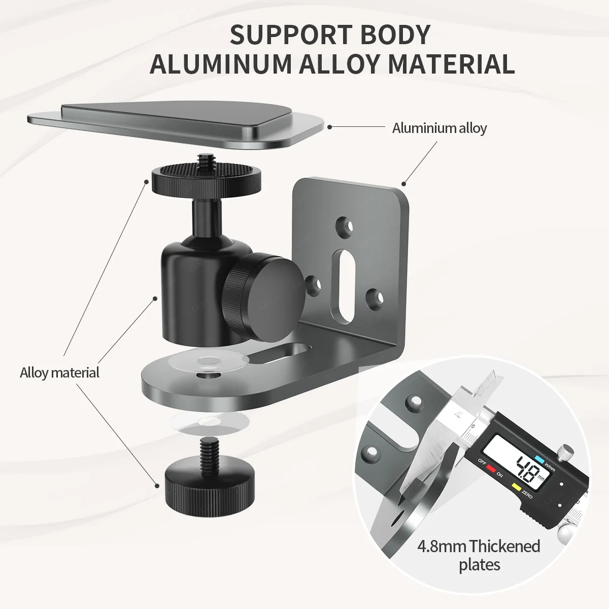 Echo Show 5 (3rd Gen) Stand Strong Magnetic Table Stand Aluminium Alloy Thickened Design Silver Wall Mount Adjustable Bracket