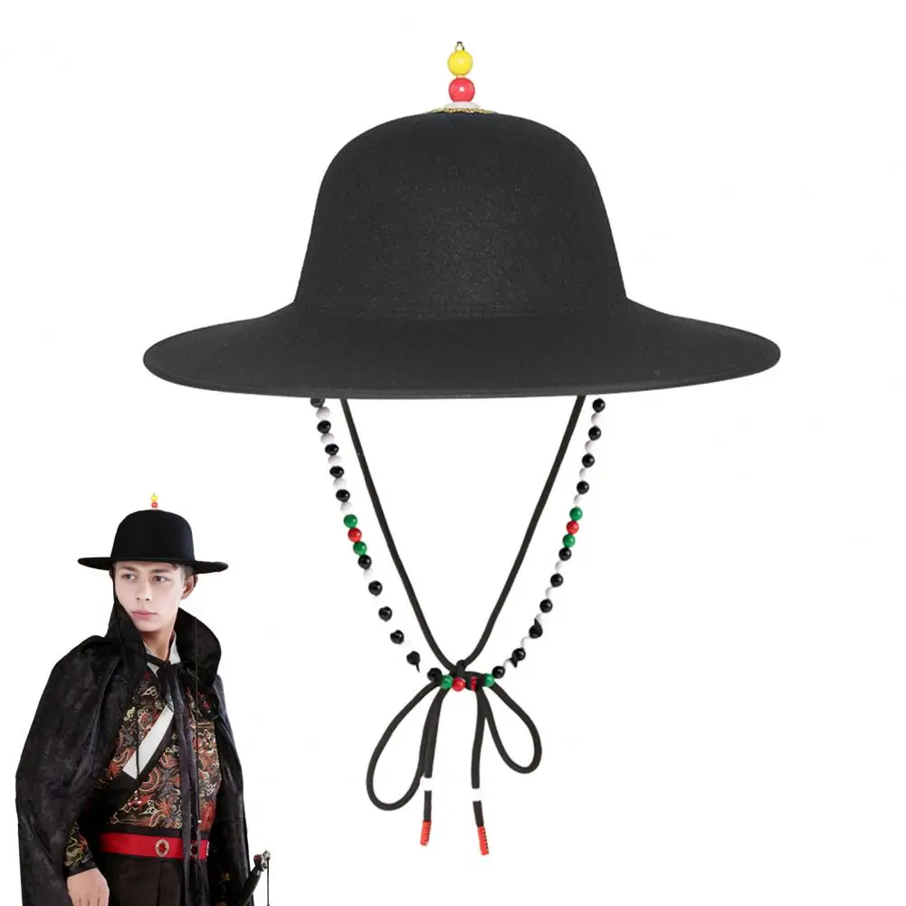 Ancient Style Round Hat Flying Fish Hat Wide Brim Black Sun Hats for Men Boys Traditional Flying Fish Costume for Fishing