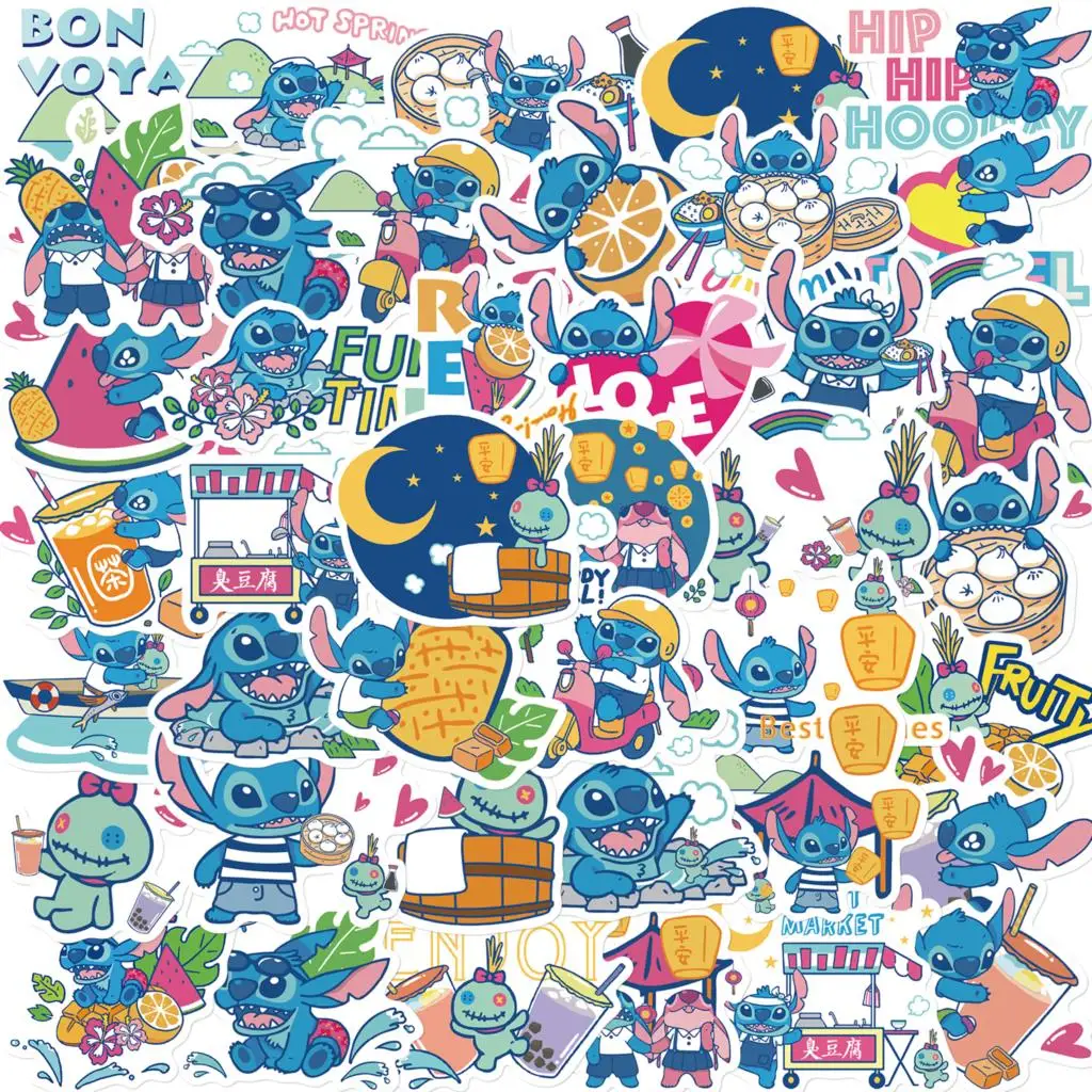 40PCS Disney Cartoon Stitch Graffiti Stickers Decals DIY Laptop Phone Guitar Luggage Bottles Waterproof Gift Sticker Kid Toy