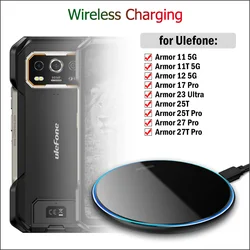 15W Fast Wireless Charger for Ulefone Armor 25T/25T Pro/27 Pro/27T Pro/17 Pro/23 Ultra/11 12 Wireless Charging Pad with Cable