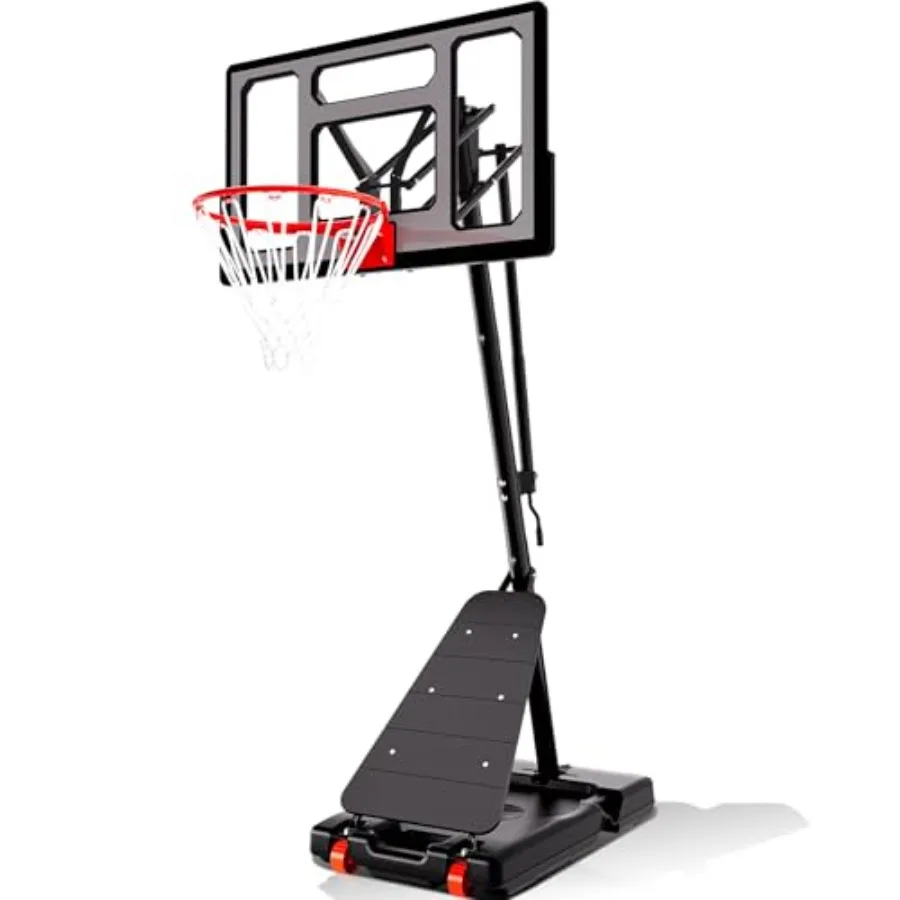 

Outdoor basketball hoop with impact-resistant acrylic backboard 40/44/48 inch,height adjustable from 5.3 to 10 ft, portable whe