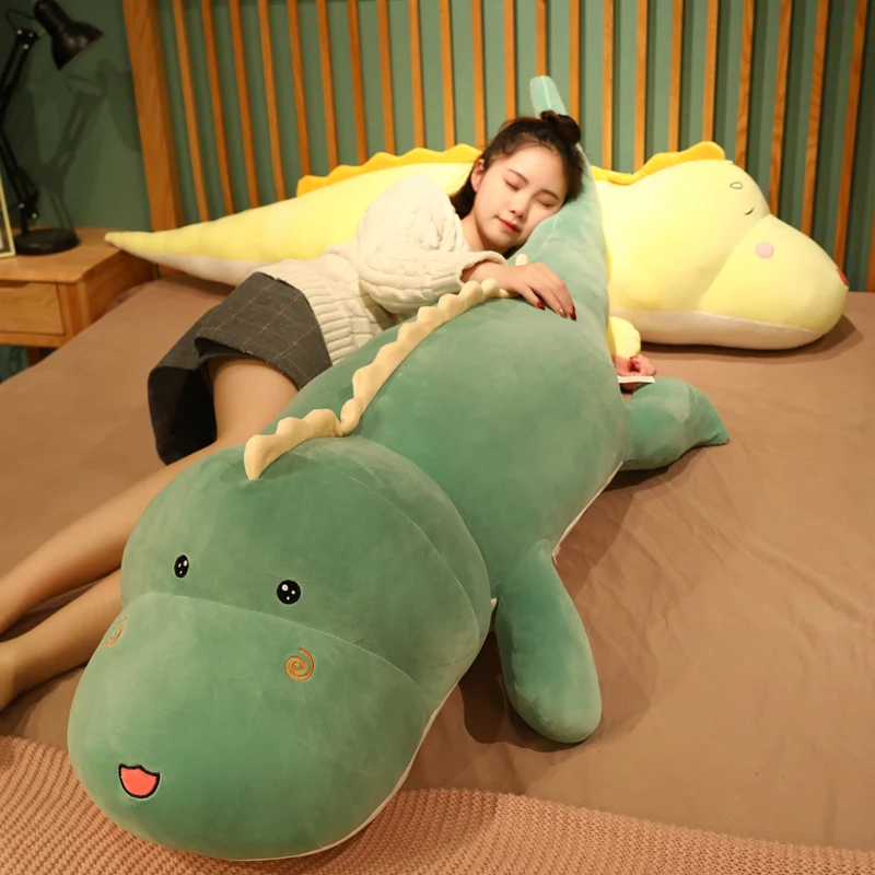 

New Huggable Big Long Dinosaur Plush Toy Soft Cartoon Crocodile Stuffed Animal Sleeping Pillow Doll Birthday Gift for Kids Girls