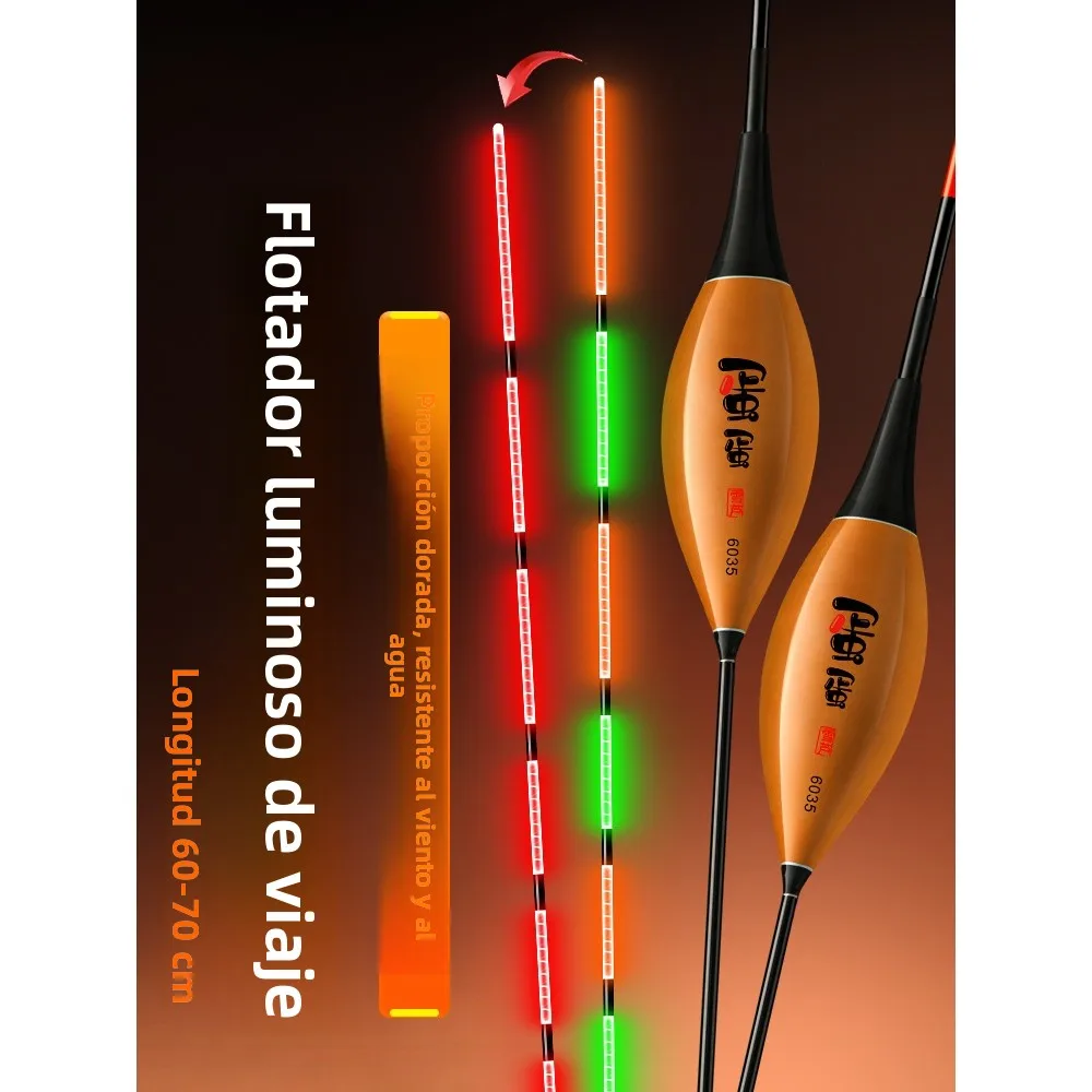 Flotadores de Pesca Fluorescentes Brillantes para Pesca Nocturna, Flotadores Grandes y Gruesos para Carpa, Flotadores Sensibl...