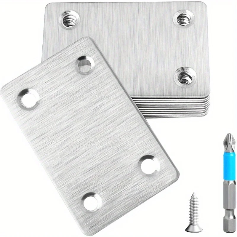 Stainless Steel Mending Plates Kit 2.37x1.5 Inch - Straight Flat Plates with Holes for Furniture Wood Joint Fasteners Mounting B