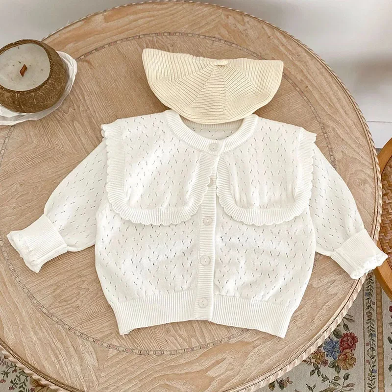 2024 New Autumn Toddler Baby Girl Knitting Cardigan Long Sleeved Solid Color Newborn Baby Girls Sweater Coat Baby Girl Clothing