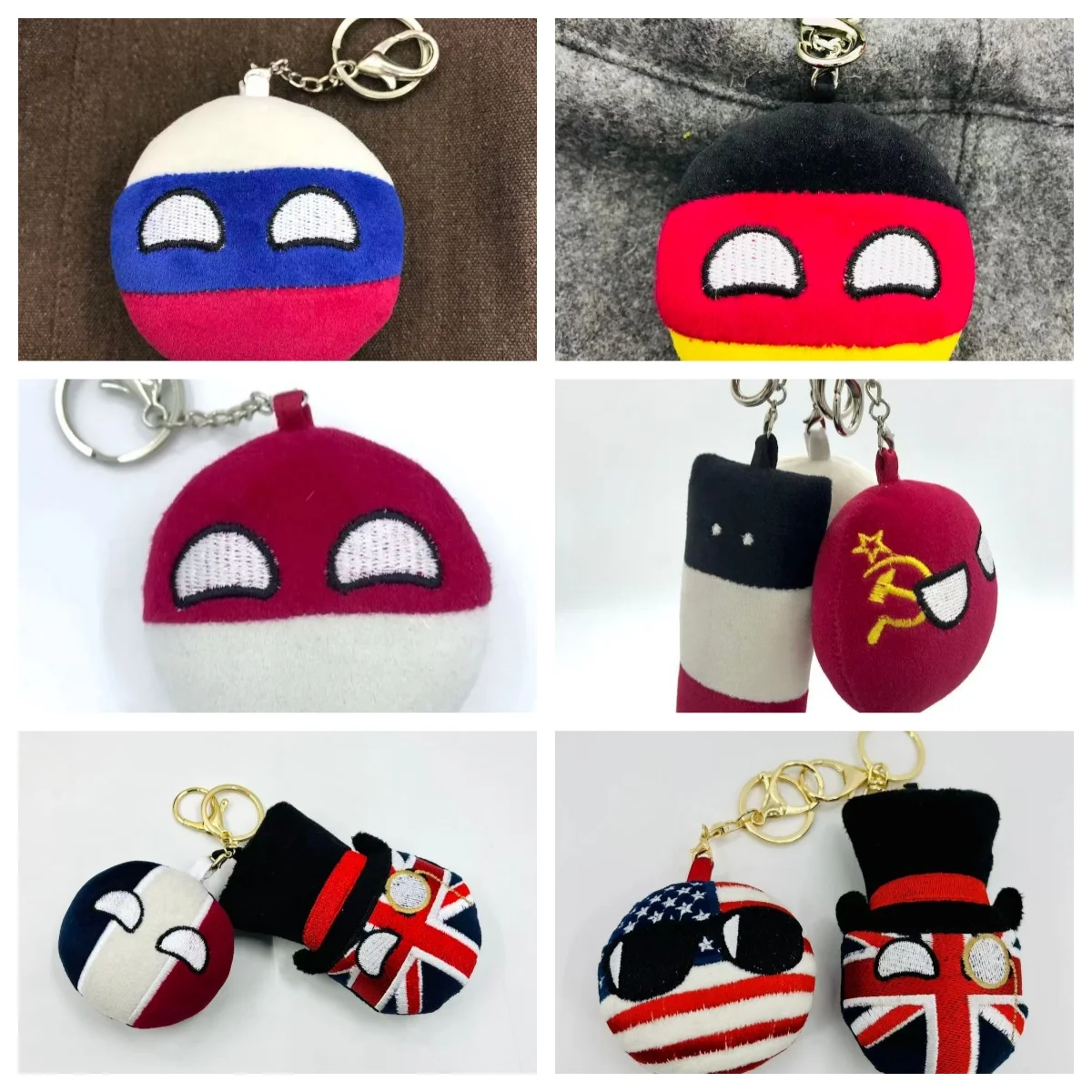 

7CM Polandball Country Ball Keychain Yugoslavia Russia Germany France U.K. Handmade school bag pendant, great gift idea