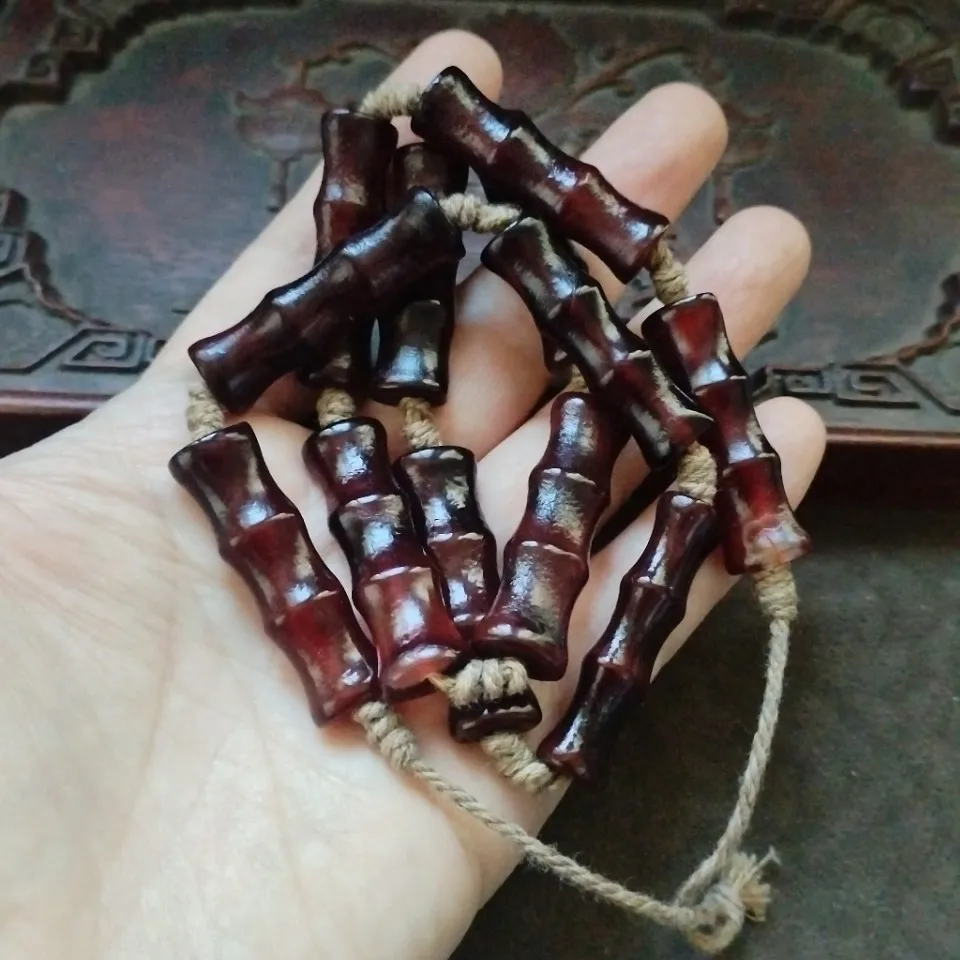 Vintage Dark Red Bamboo Joint Shape Beads Barrel Spacer Beads DIY Bracelet Necklace Jewelry Making Supplies