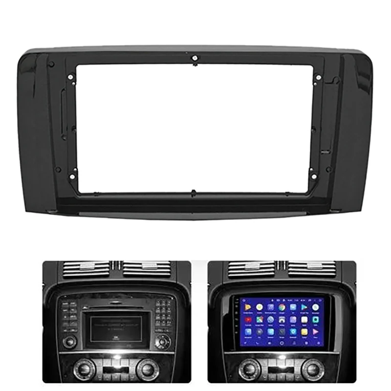 2-1Din Car DVD Frame Audio Fitting Adaptor Dash Trim Kits Facia Panel 9 Inch For BENZ R Class W251 R280 R300 2006-2013