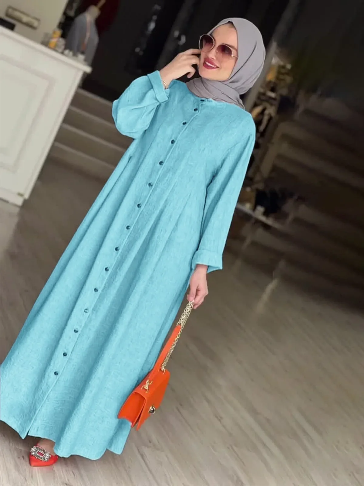 Muslim Abaya Women Dress Single Breasted Vestidos Dubai Saudi Morocco Long Robe Jalabiya Eid Ramadan Modest Dresses Abayas 2024