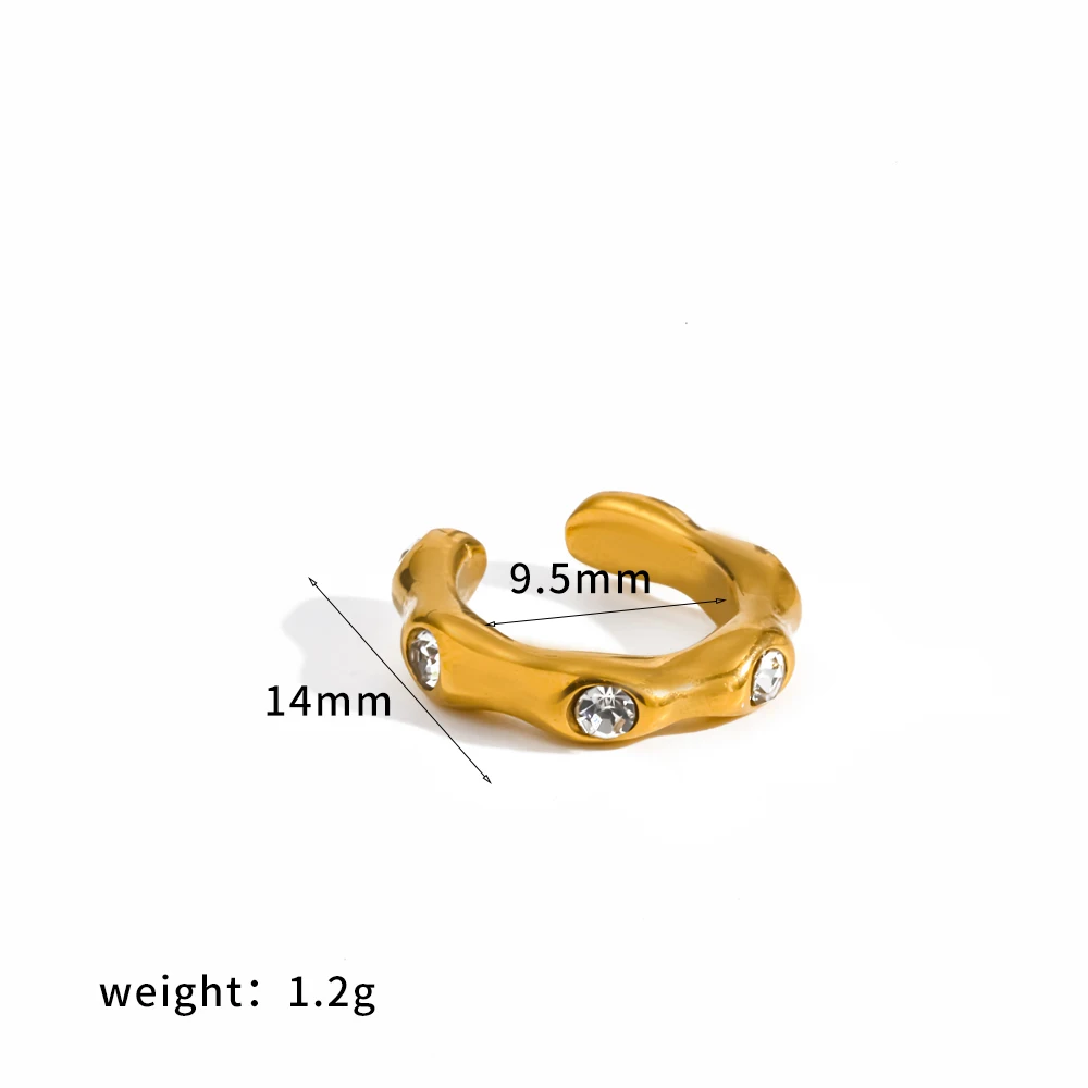 Modischer Ohrclip aus Edelstahl mit Metall-Einlage und Zirkonia, wasserdichter Schmuck für den Großhandel – Detail 5