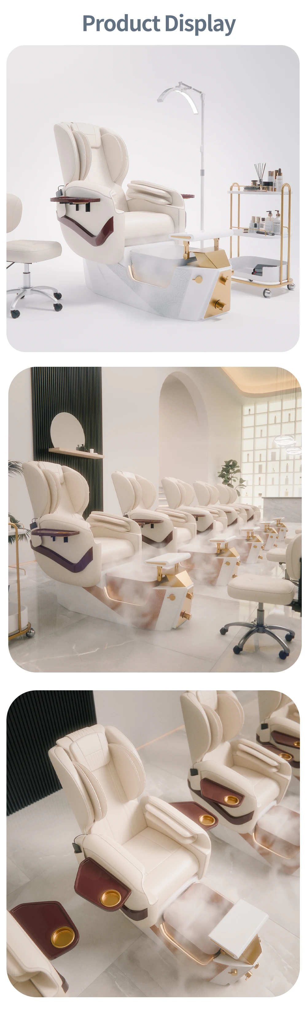 Pediküre-Stuhl Luxus-Spa Maniküre Verstellbare Massagestühle für Schönheitssalon Nagelstudio Maßgefertigter 3D-Display-Ladenlayout-Effekt – Detail 10