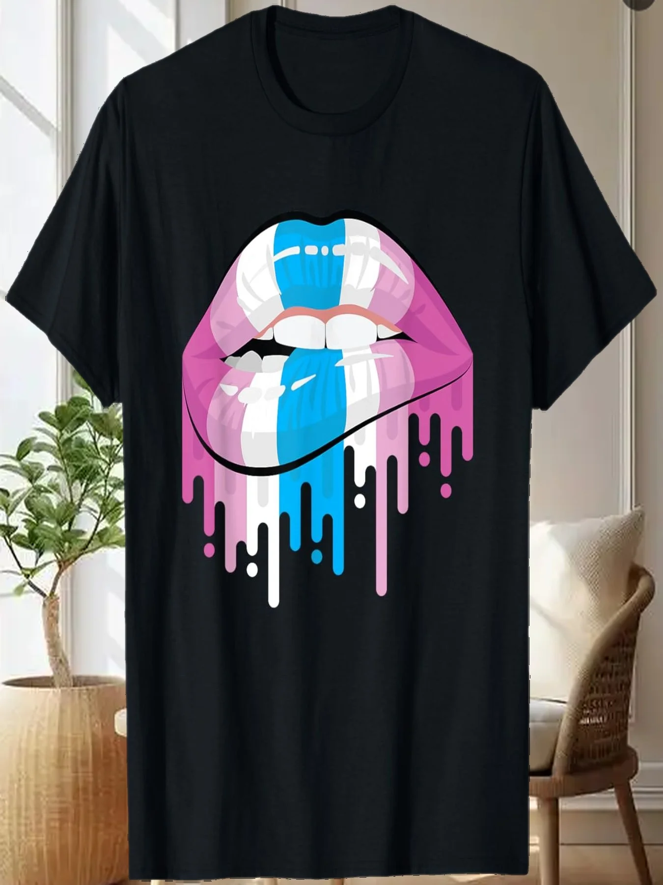 

Femboy Lip Bite Crossdressing Trans Transgender Pride Flag T-Shirt