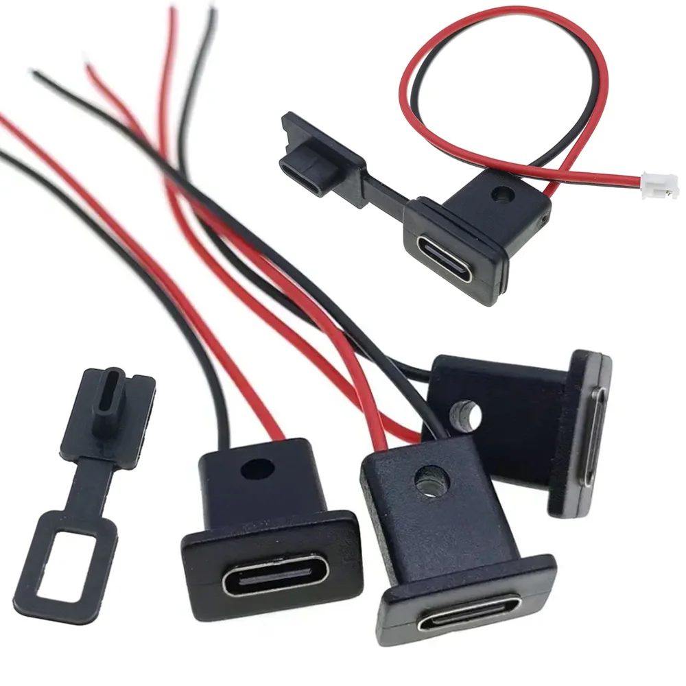2Pin Type-C Waterproof USB Connector Direct Compression Female Base Female Socket Charging Interface With Welding Wire ZH1.5
