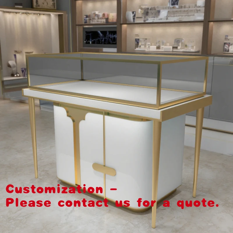 

custom.Luxury Modern MDF Wood and Metal Jewelry Display Cabinet with LED Light Retail Stores and Shopping Malls