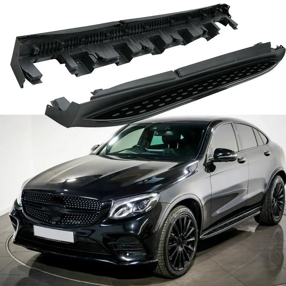 FANTE 2PCS Side Steps Running Boards Nerf Bars Side Pedals Fits for Mercedes Benz GLC X253 2016-2021 Aluminum Black