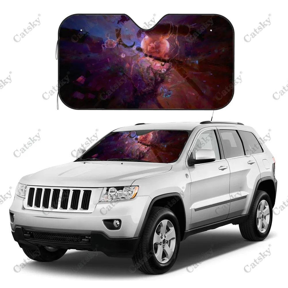 Sci Fi Artistic Car Windshield Cover Sun Shade Universal Folding Block UV Rays Sun Visor Protector for CARS SUV