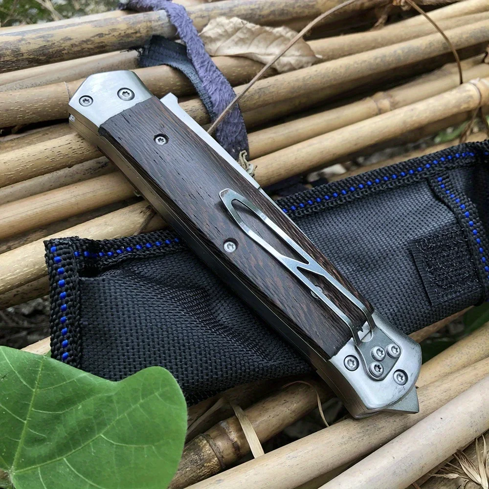 Multitool Folding Pocket Knife Wood Handle Survival Outdoor Camping Fishing Hunting Durable High Hardness Utility EDC Hand Knife