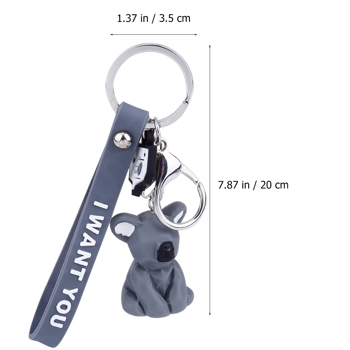 

2Pcs Cartoon Animal Key Shape Bag Ornament Hanging Pendant Durable PVC Resin Metal Key Ring Gift