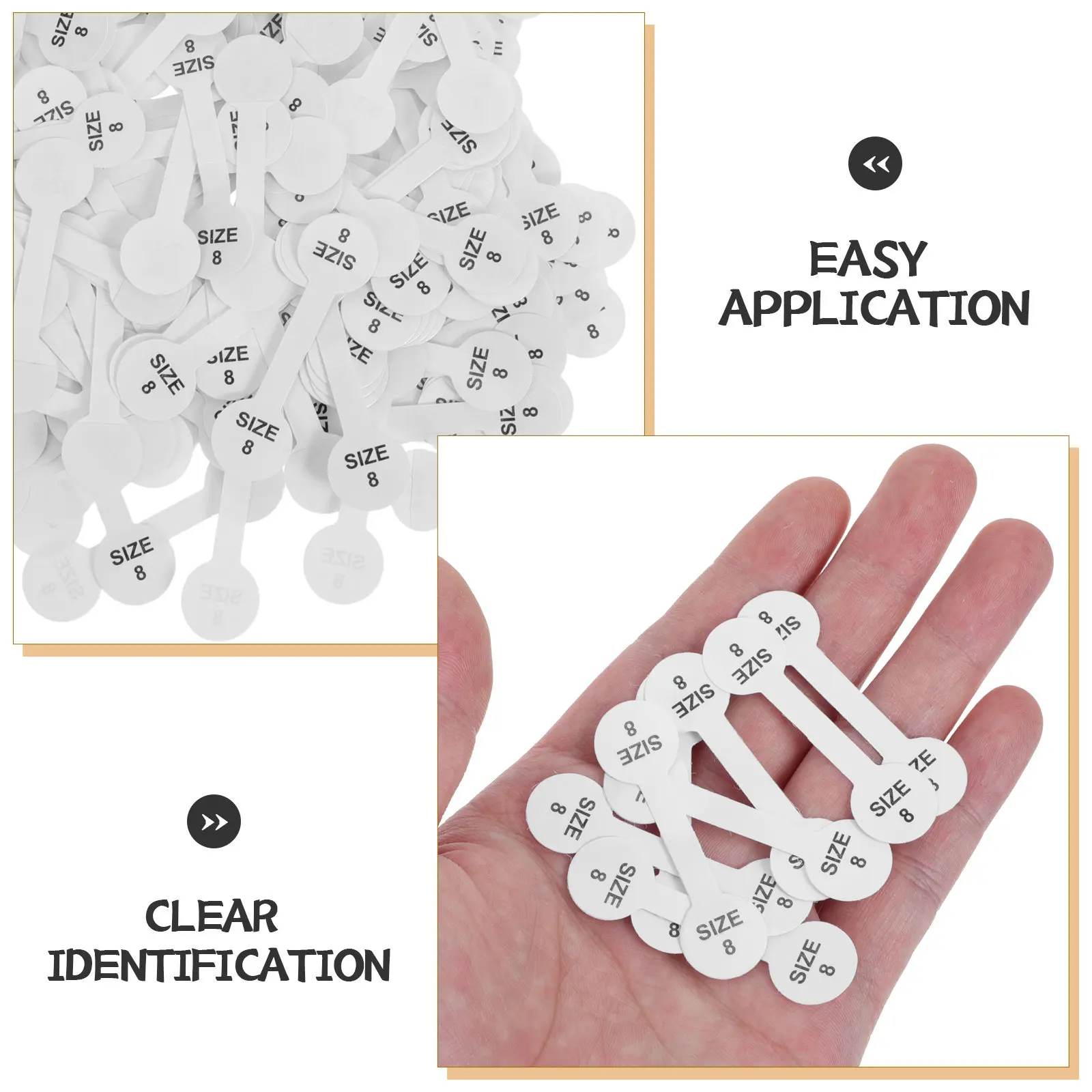 300Pcs Jewelry Size Tags Self Adhesive Removable Writable Labels Clear Decorative Ring Sticker Tags for Retail Boutique Stores