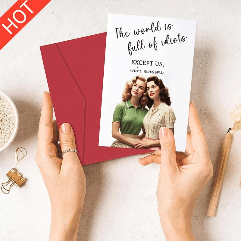 

Funny Best Friend Greeting Card, Retro Style Friendship Card, Sarcastic Quote Card for Bestie, Awesome Pal Gift Card