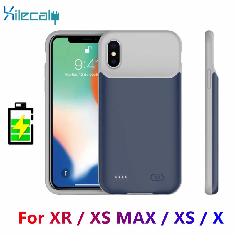 Xilecaly-حافظة شاحن بطارية خارجية لهاتف آيفون xr ، x ، xs ، xs max ، حافظة شاحن ذكية