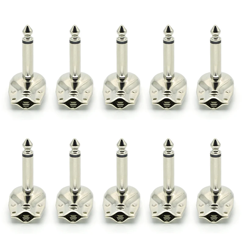 Wysokiej jakości 4-10 sztuk 1/4 "6,35 mm głośnik mono kątowy gitarowy wtyczka gramofonowa złącze naleśnikowe ﻿