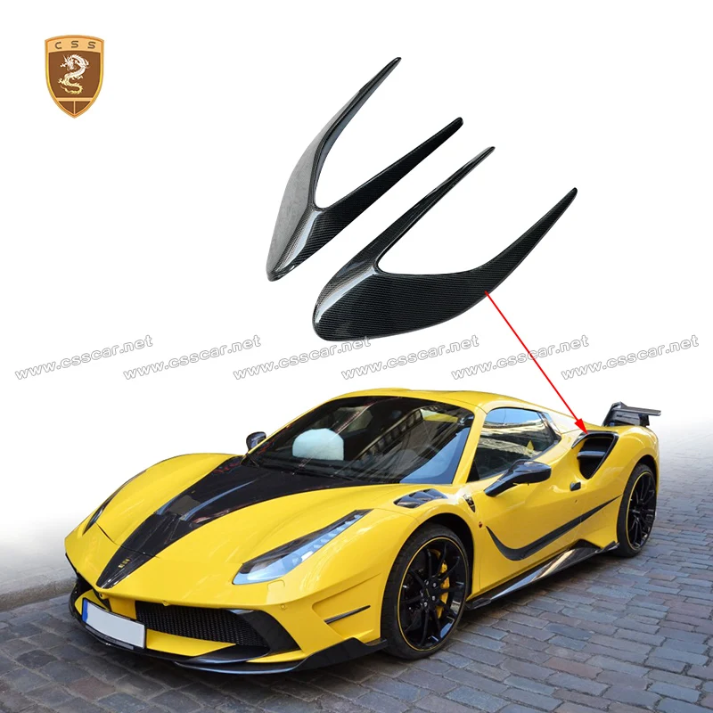 For Ferrari 488 MSY Style Car Rear Side Fender Scoop Air Vent Intake Outlet Cover Replacemnet Carbon Fiber  Exterior Accessories