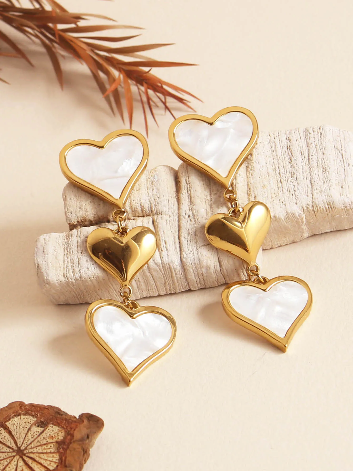 Fashion 18k Gold Heart Earrings Stainless Steel Jewelry,boucle d’oreilles acier inoxydable