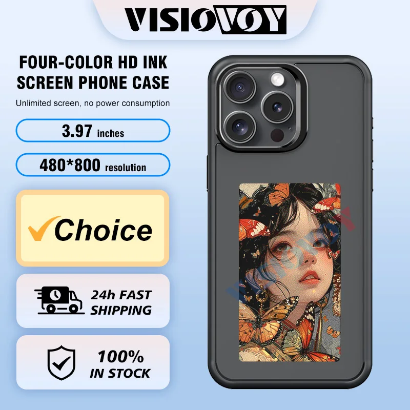 Enhanced 3.97 inch 480*800 Screen Fashion Anime Smart Phone Case For iphone 15 14 13 Pro Max 4Color Eink DIY Phone NFC Funda