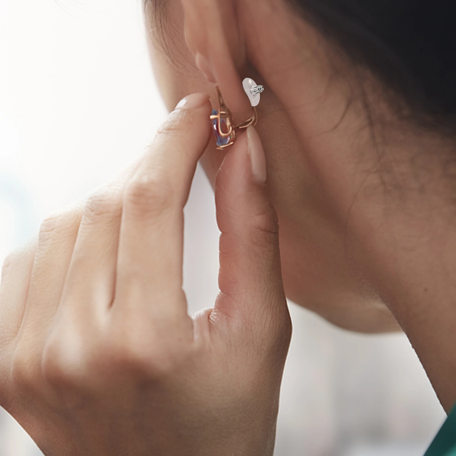 

3 Pairs S925 Silver Ear Plug Plugs Earring Backs White Gold K Gold Stud Backs Durable Silicone Stopper Jewelry