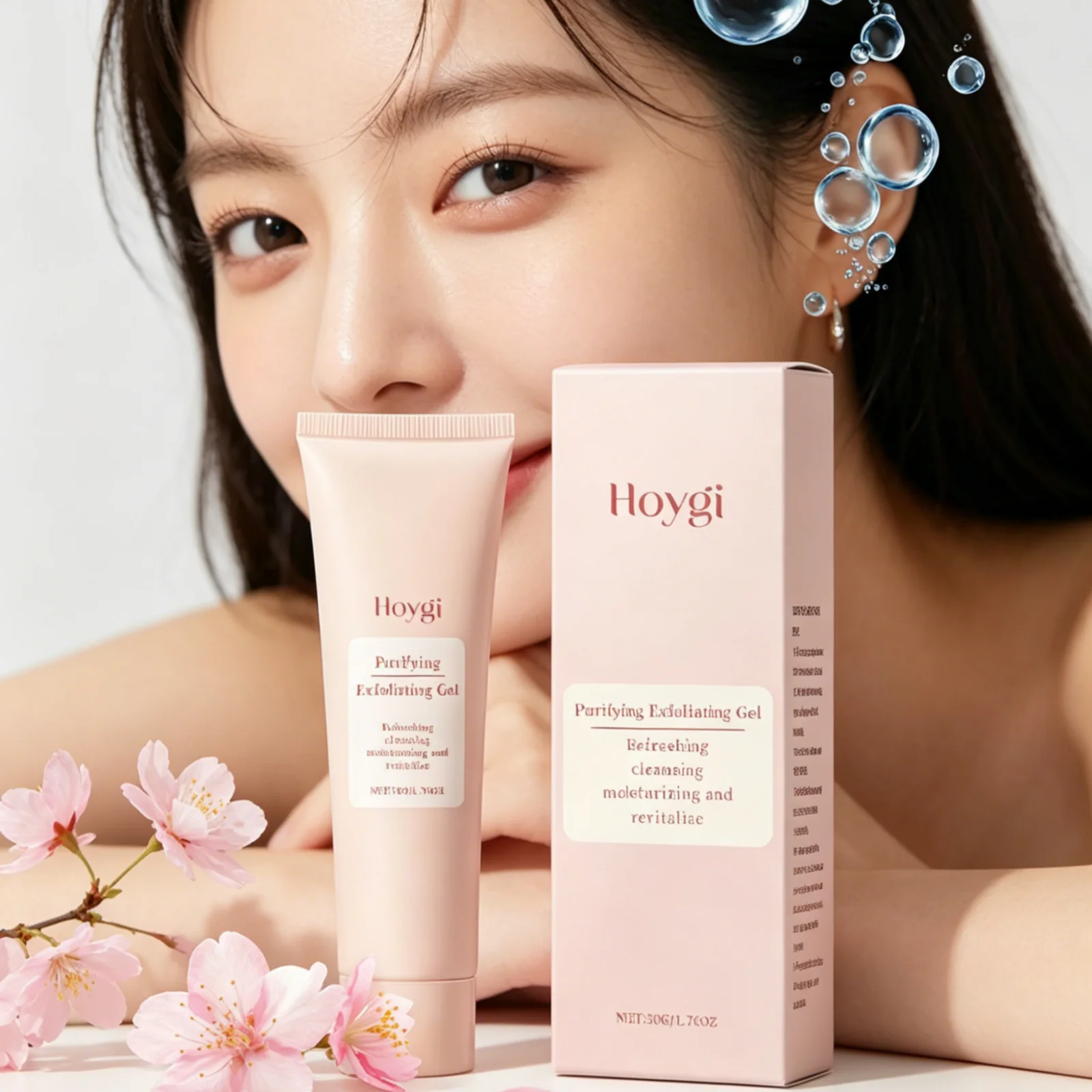 Hoygi Facial Exfoliator Moisturizing Brightening Pore Minimizing Gentle Cleaning Dead Skin Remover Purifying Exfoliating Gel 50g