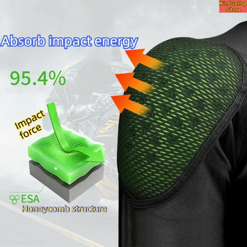 Men Summer Breathable Motorcycle Riding Armor, Anti-Impact Protective Gear, Off-Road Motorbike Body Guard Jacket