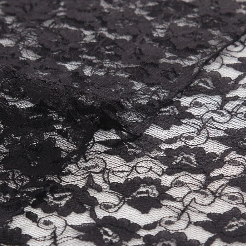 

Black Transparent Lace Fabric for Summer Breathable Dress Small Black Skirt Lightweight Top Elegant Fashion Clothing Fabric