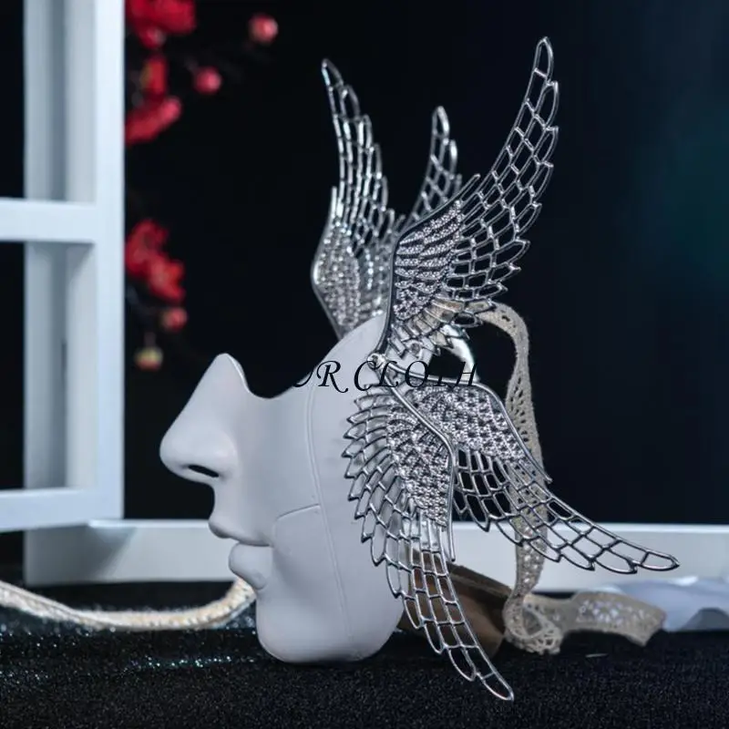 マスカレードマスクウィングウィングフェイスマスク女性男性ハロウィーンマスクメカニカルマスクY1AC