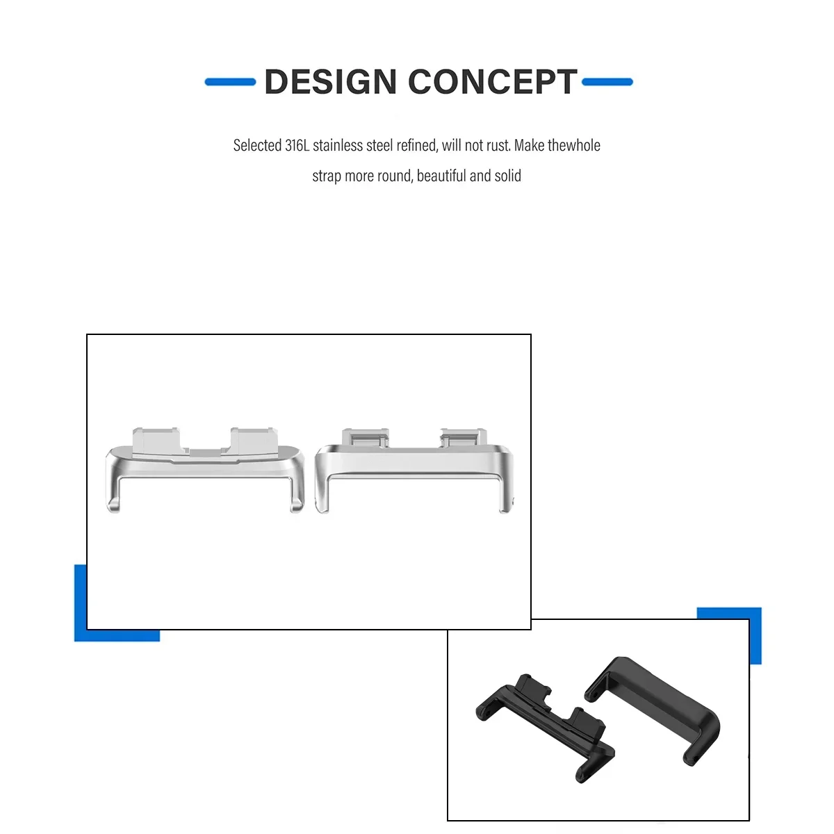 2PCS Stainless Steel Connector for Huawei Band 10 Watch Strap Connector for Huawei Band 10 9 8 NFC Strap Adapter Accessories