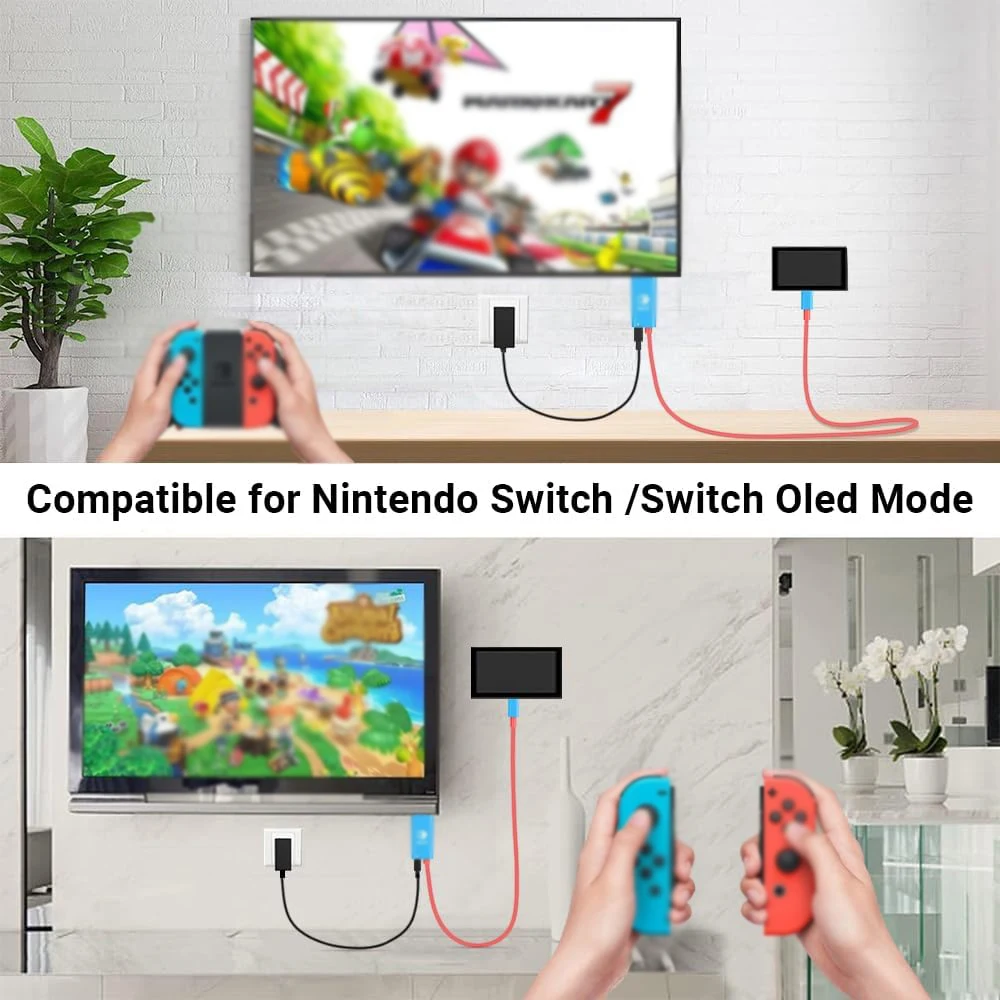 Type C to HDMI-compatible Converter Cable 2M 4K 60Hz USB with 100W PD Charger Adapter for Nintendo Switch Apple Lenovo Huawei